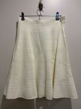 Saks Fifth Avenue Women's Cream Knit A-Line Skirt